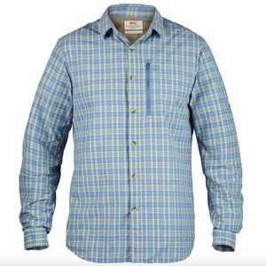 Fjallraven Abisko Hike Shirt, Long Sleeve, Mens XL, Pale Blue and Yellow Plaid
